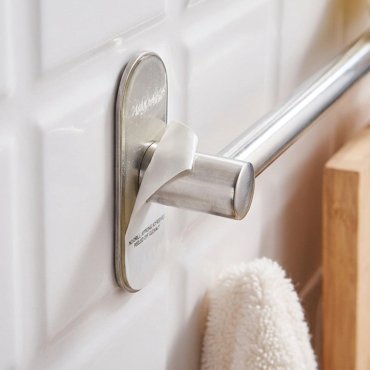 Wall Mounted Towel Hooks Stainless Steel Bathroom Rack No-Drill - view 4