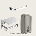 3-piece bathroom hardware set in 304 stainless steel - towel bar, toilet paper holder and soap dispenser