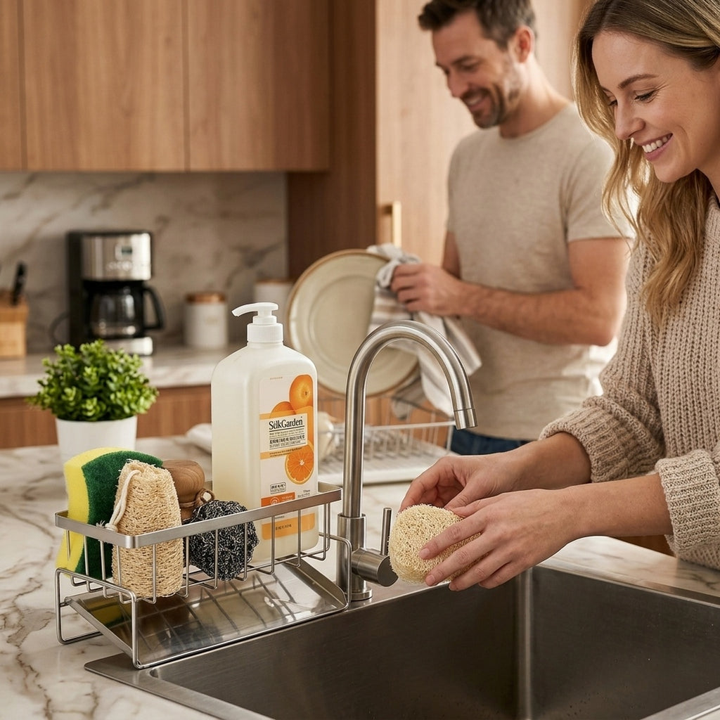 Stainless Steel Sink Sponge Holder Drain Rack Kitchen Caddy - view 2
