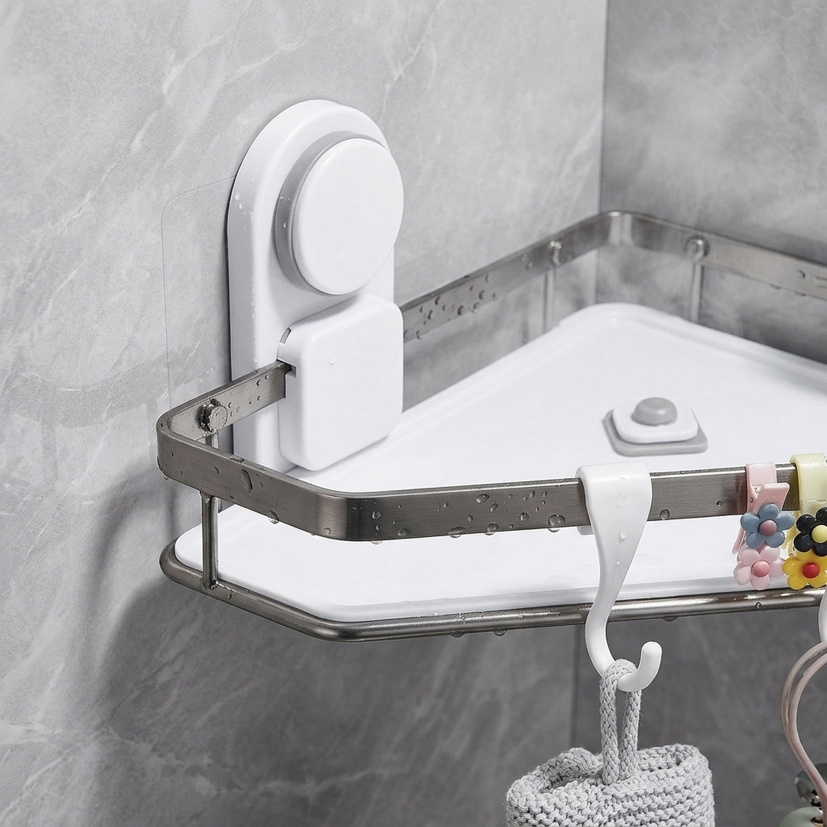 Suction Corner Shower Caddy No-Drill Stainless Steel Bathroom Organizer - view 6