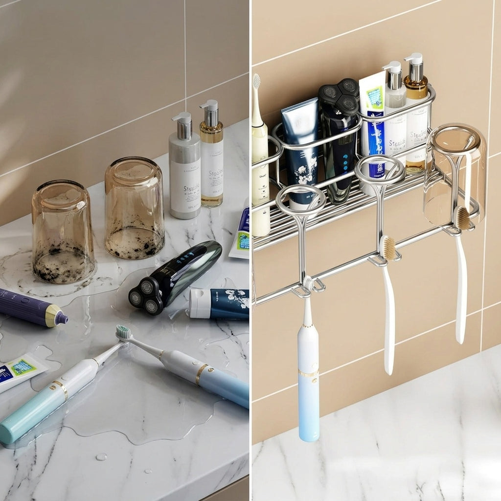 No-Drill Toothbrush Holder 304 Stainless Steel Bathroom Wall Mount - view 4