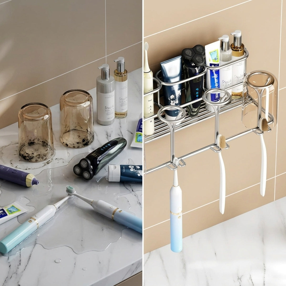No-Drill Toothbrush Holder 304 Stainless Steel Bathroom Wall Mount - view 7