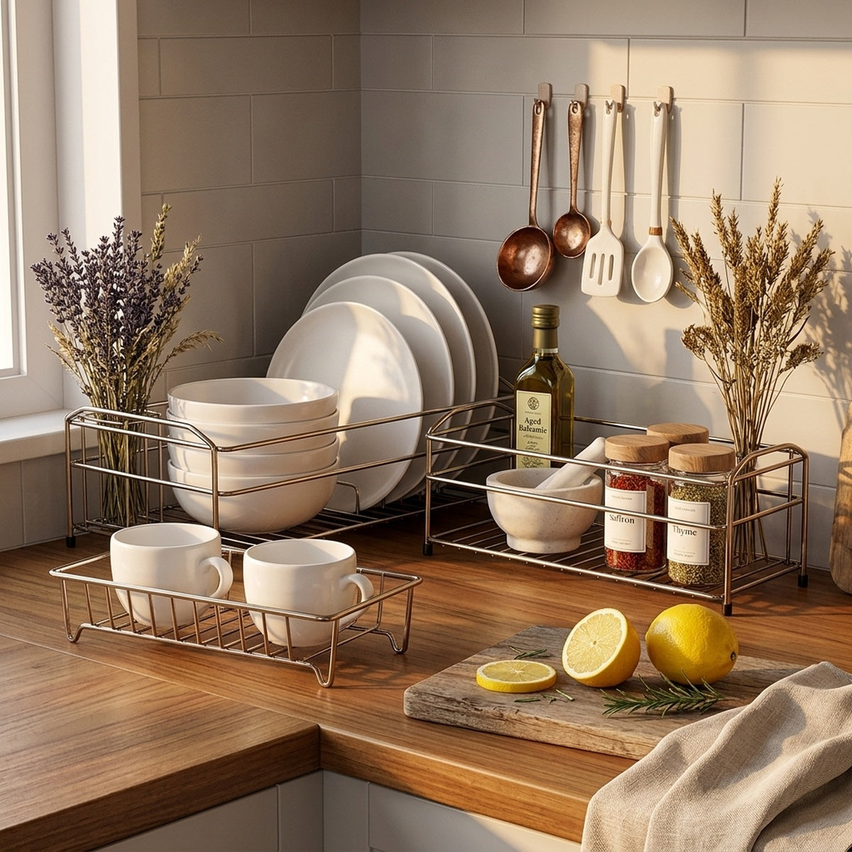 Narrow Countertop Dish Drying Rack Stainless Steel Kitchen Sink Organizer - view 9