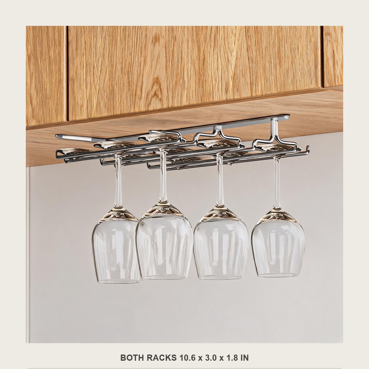 Under cabinet wine glass rack size 10.6 x 3.0 x 1.8 in