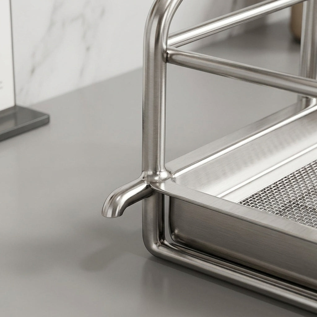 Narrow Countertop Dish Drying Rack Stainless Steel Kitchen Sink Organizer - view 5