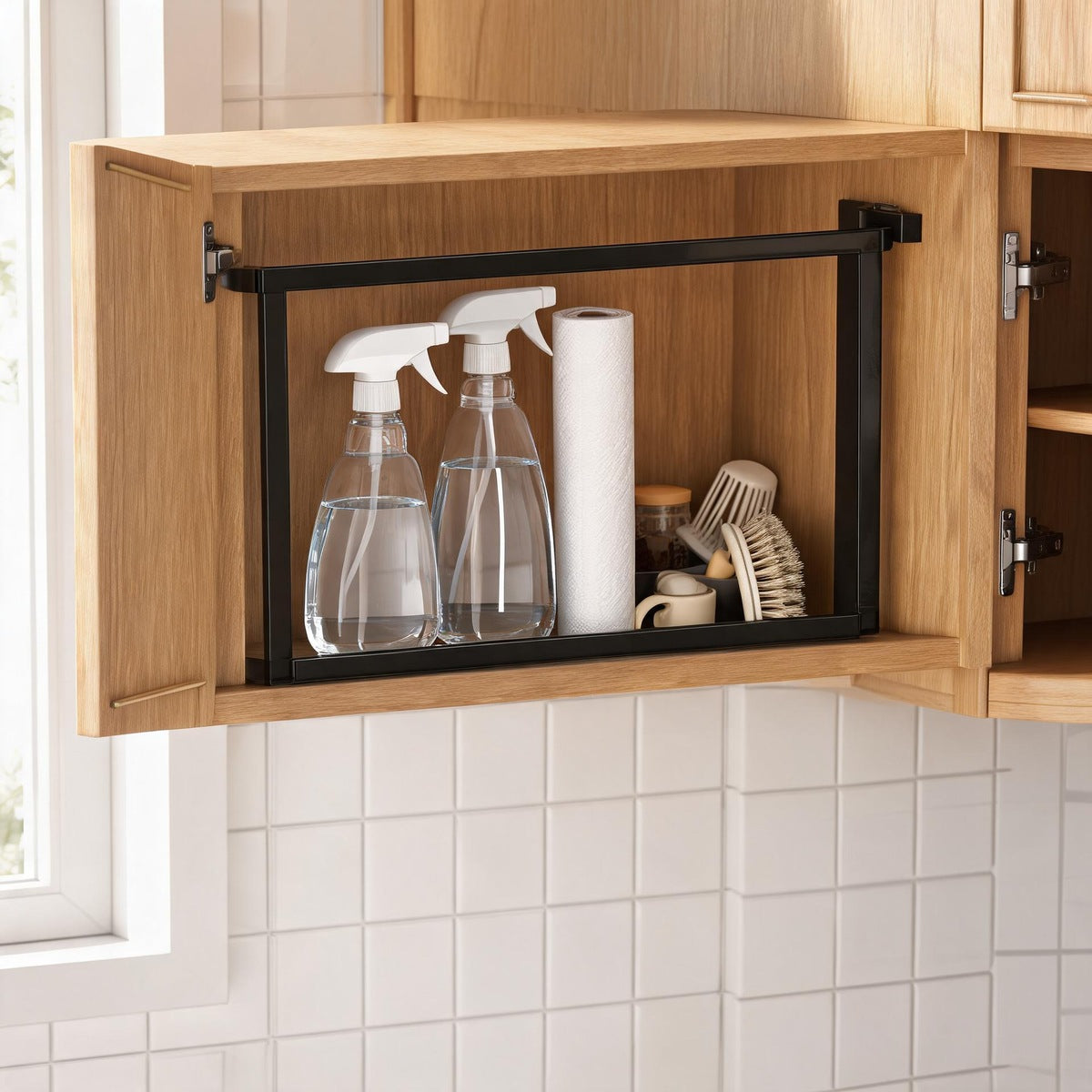 Cabinet Door Back Hanger No-Drill 2-Tier Pull-Out Organizer