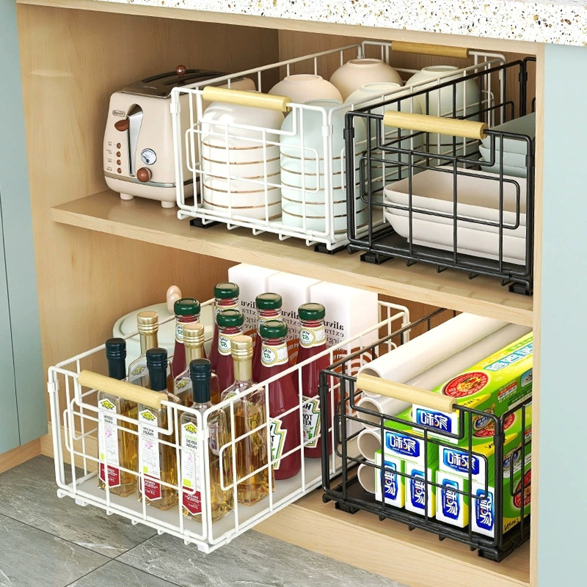 Cabinet Pull-Out Drawer Basket Steel Wire Organizer - view 2