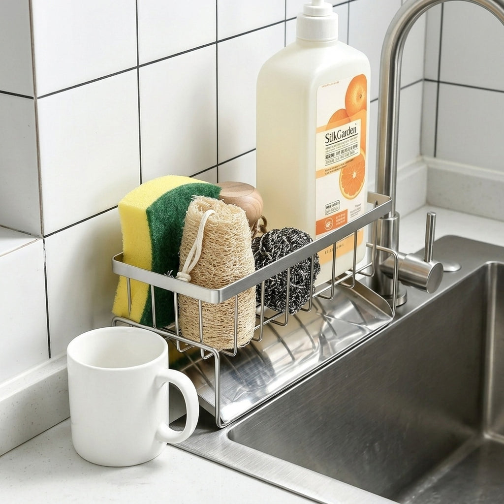 Stainless Steel Sink Sponge Holder Drain Rack Kitchen Caddy - view 8