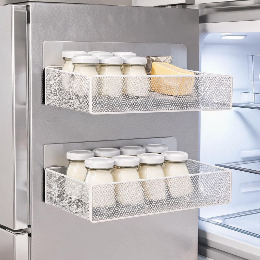 Magnetic Fridge Organizer Basket No-Drill Door Storage
