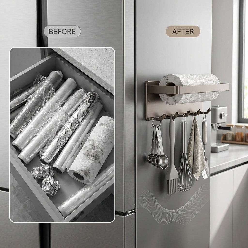 Magnetic 3-in-1 Fridge Wrap Dispenser Paper Towel Foil - view 9