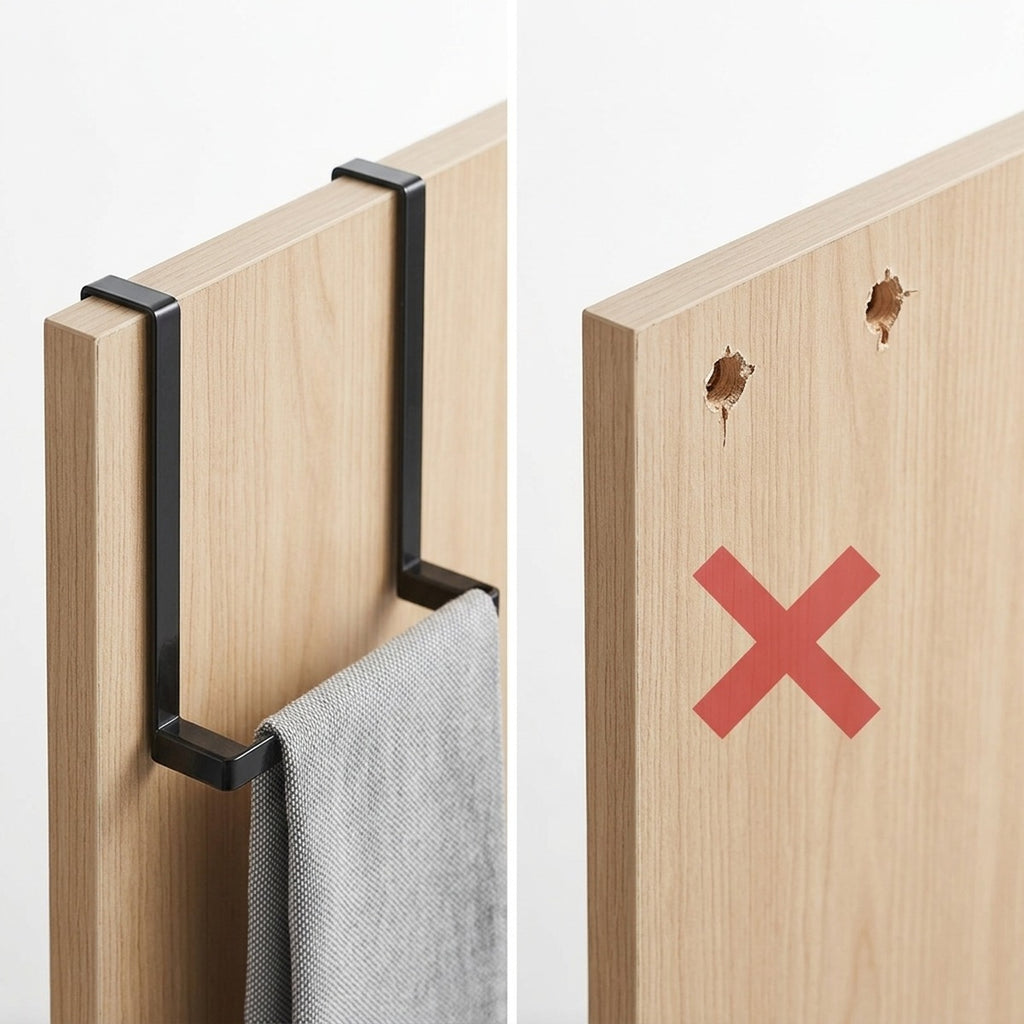 Comparison: drill-mount vs no-drill under-sink cabinet towel rack