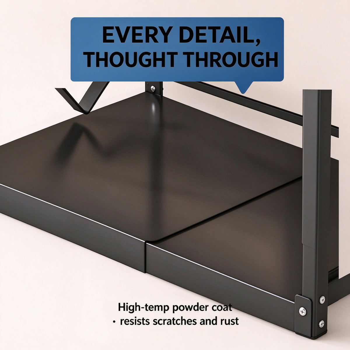 High temperature powder coated carbon steel resists scratches and rust