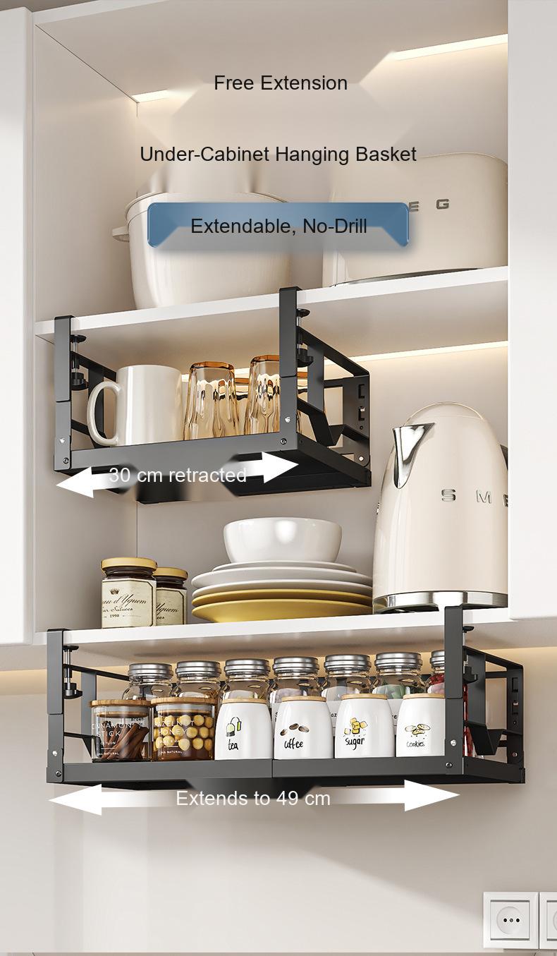 PantryFlex Under Shelf Basket — Hanging Slide-Out Cabinet Storage Bin