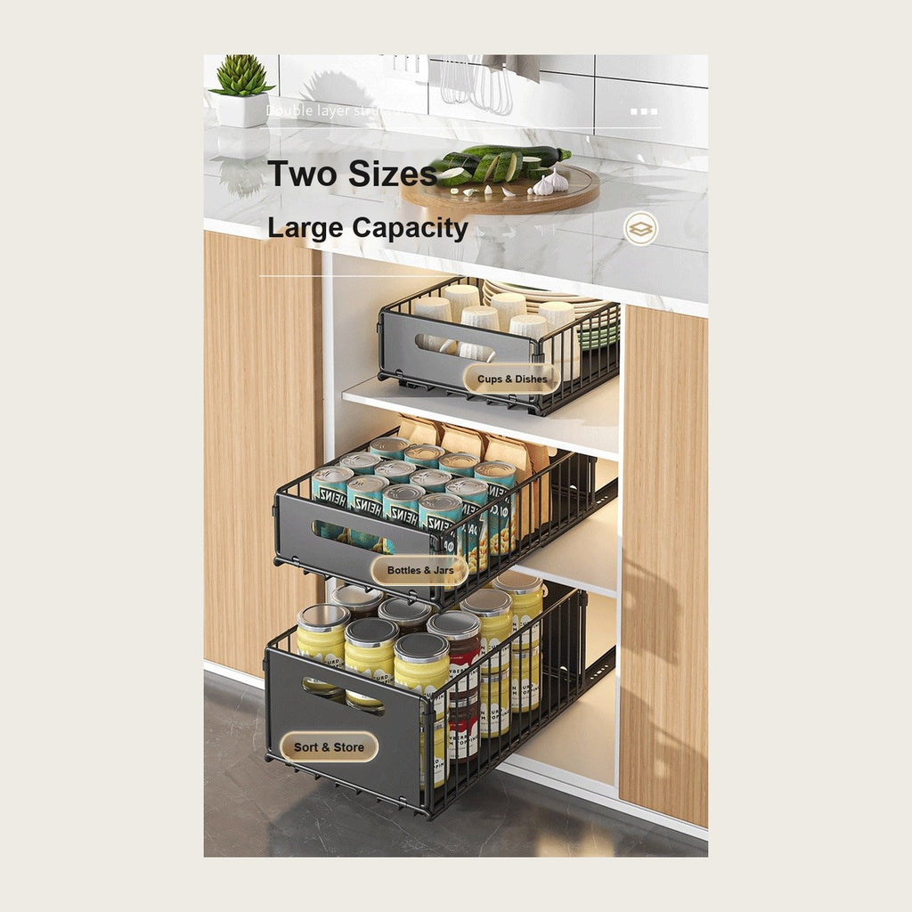 Two sizes large capacity under-sink pull-out organizer