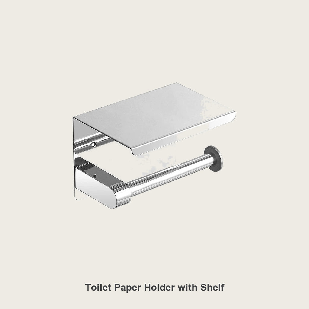 Toilet paper holder with flat top shelf in 304 stainless steel