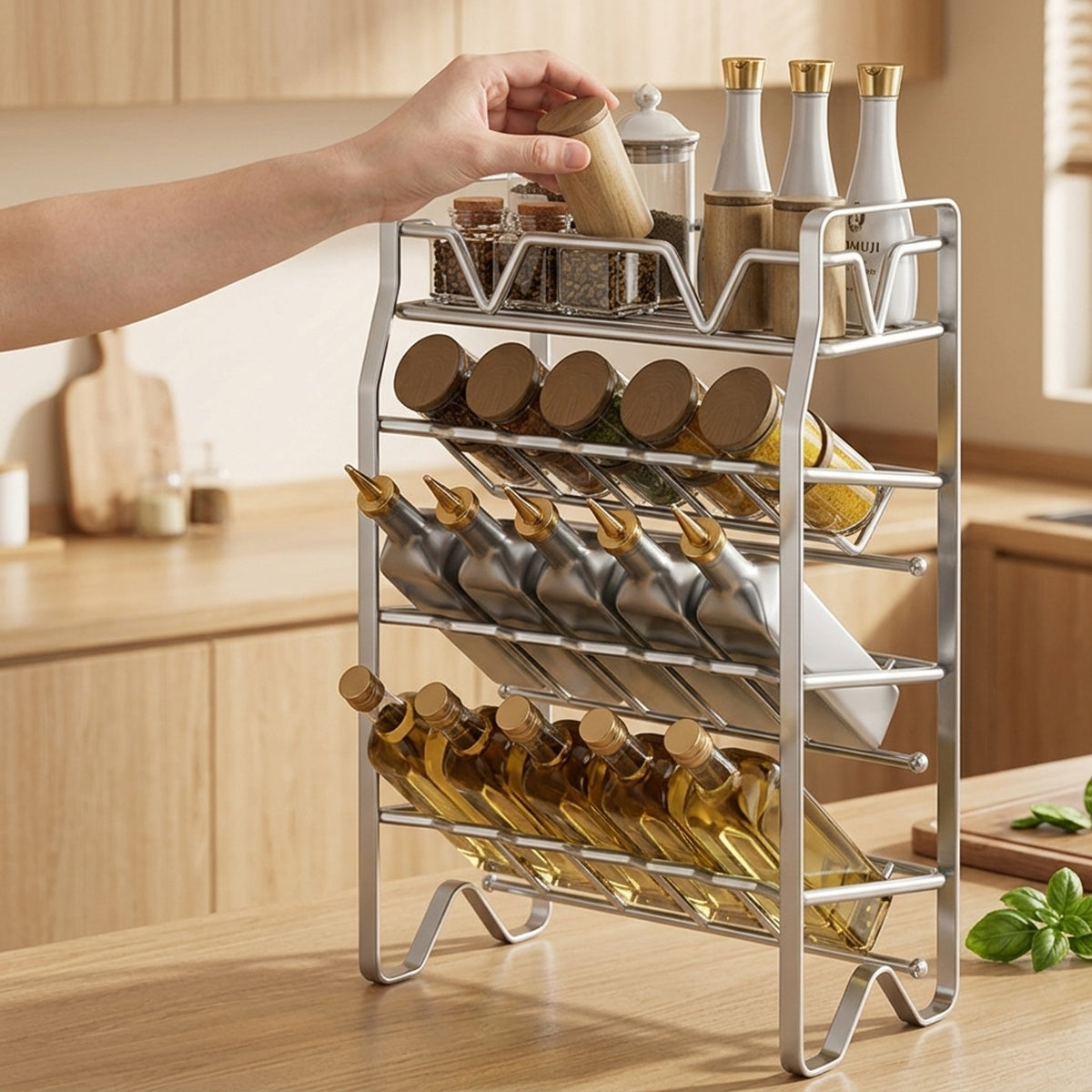 2-Tier Stainless Steel Spice Rack Countertop Kitchen Organizer - view 5