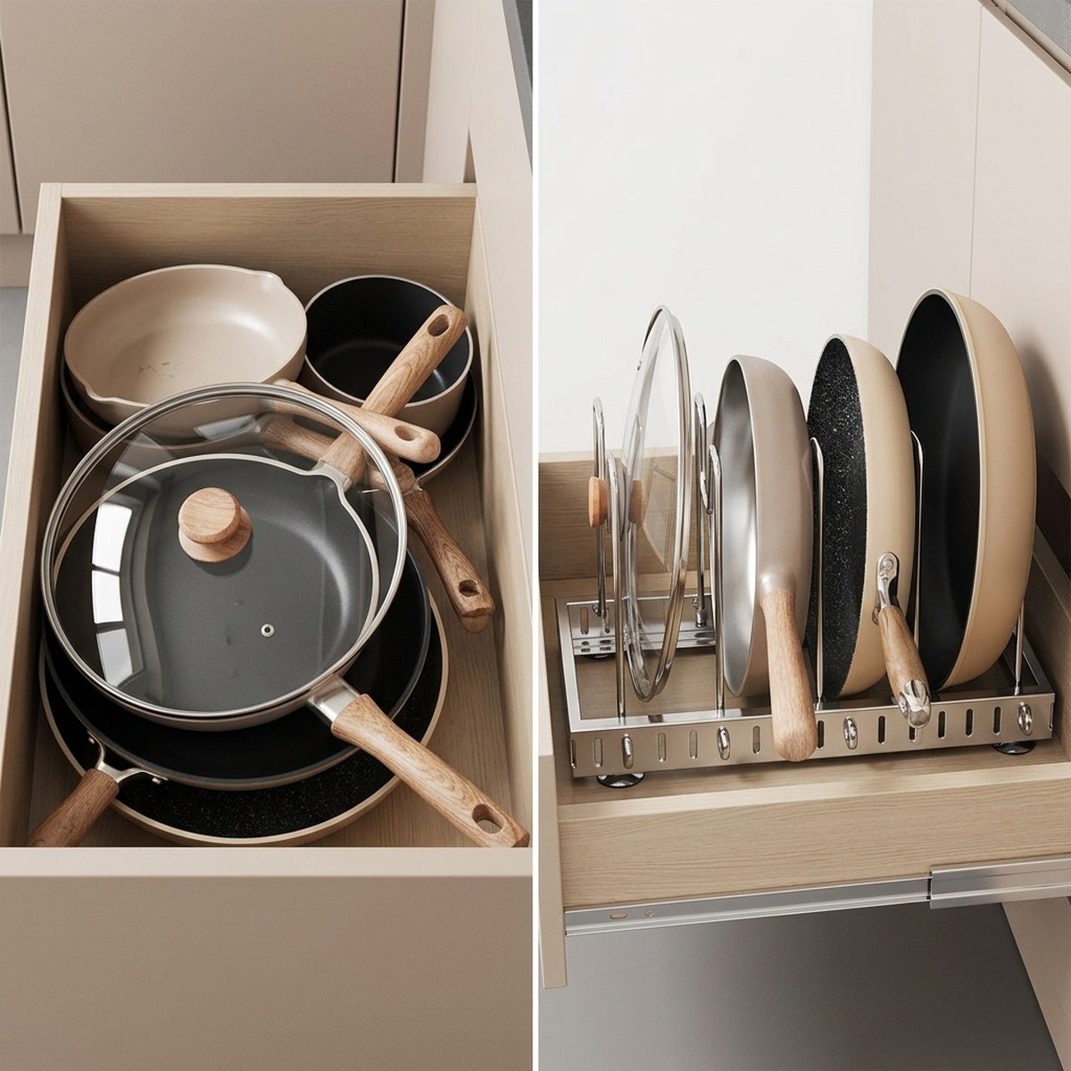 Expandable Pot and Pan Organizer Rack Stainless Steel Kitchen Cabinet - view 7