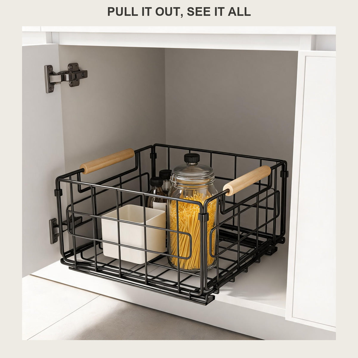 Cabinet Pull-Out Drawer Basket Steel Wire Organizer - view 1