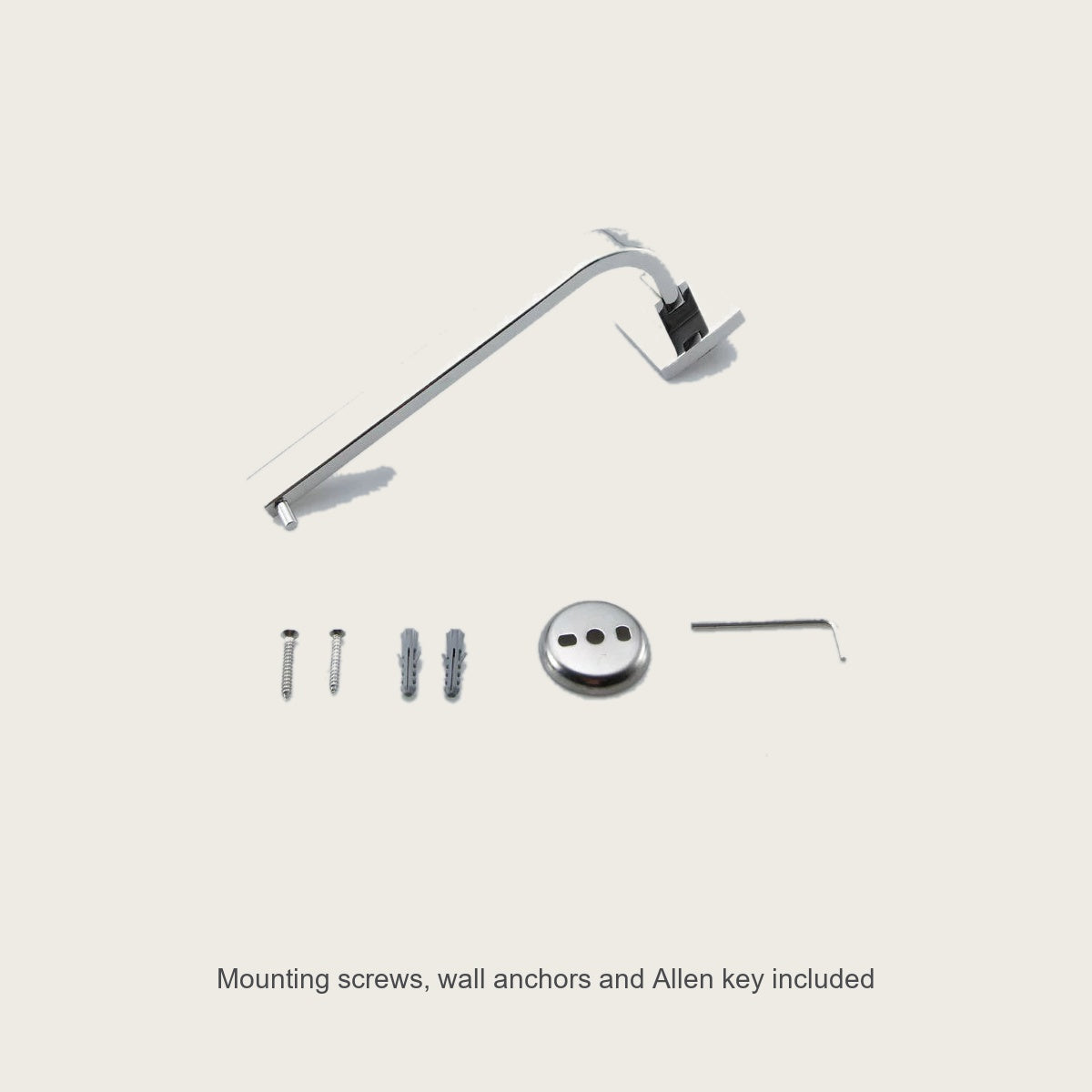 Mounting screws, wall anchors and Allen key included