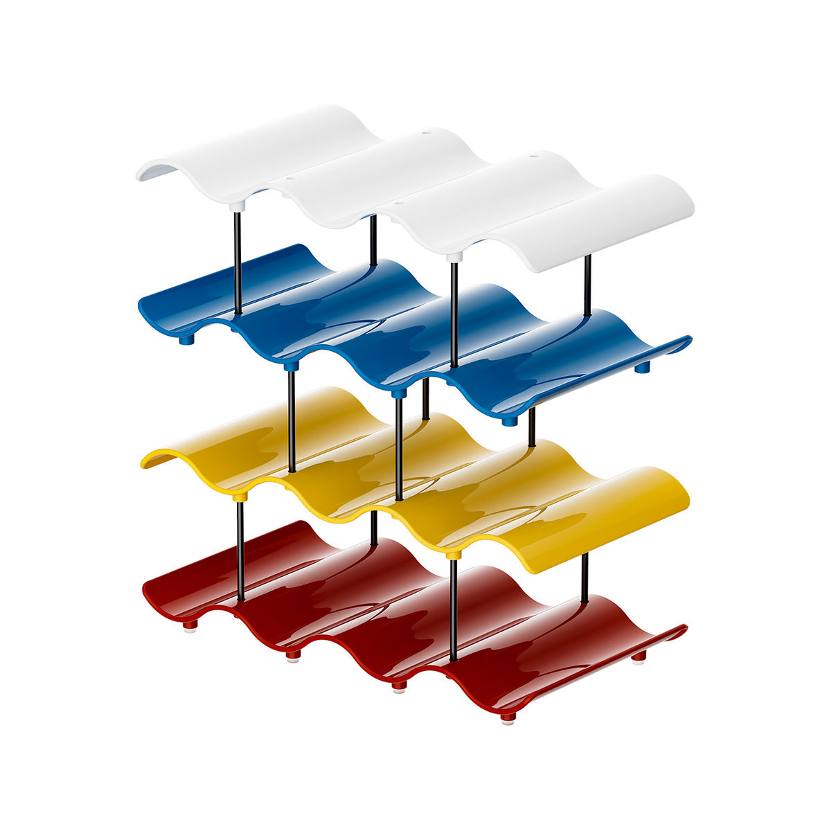 Stackable wave cup and water bottle organizer, colorful multi-tier rack