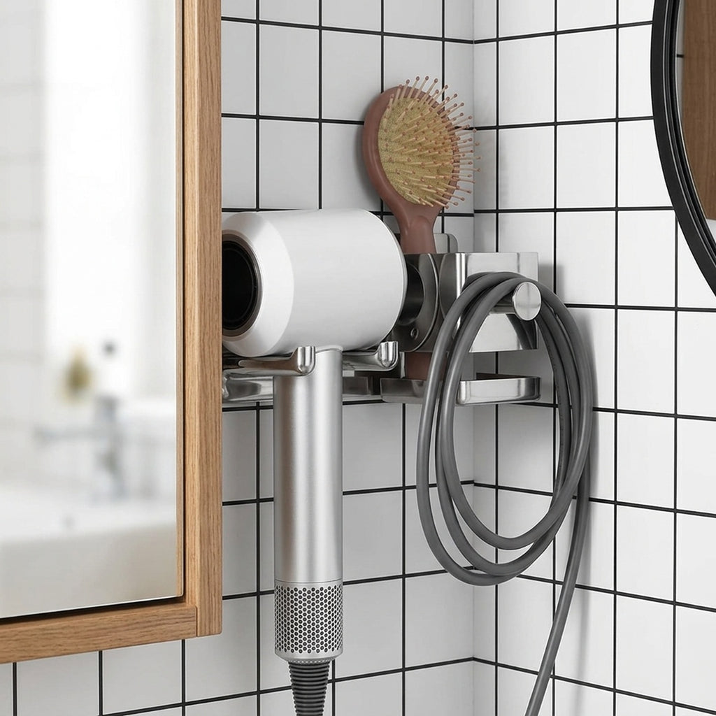 No-Drill Hair Dryer Holder 304 Stainless Steel Bathroom Wall Mount - view 8