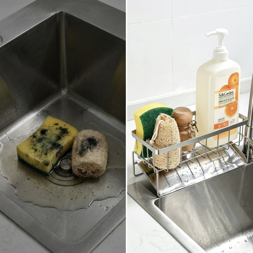 Stainless Steel Sink Sponge Holder Drain Rack Kitchen Caddy - view 6