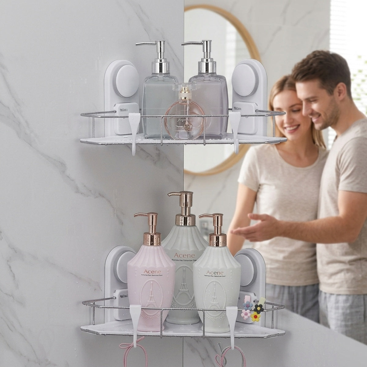 Suction Corner Shower Caddy No-Drill Stainless Steel Bathroom Organizer - view 2