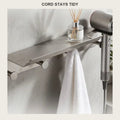SUS304 Hair Dryer Holder Wall-Mounted with Shelf & Hooks
