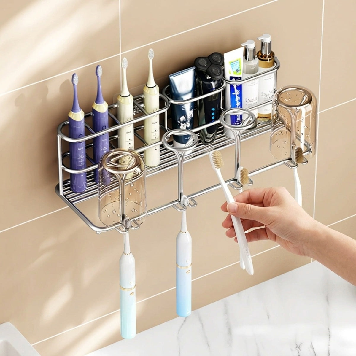 No-Drill Toothbrush Holder 304 Stainless Steel Bathroom Wall Mount - view 3