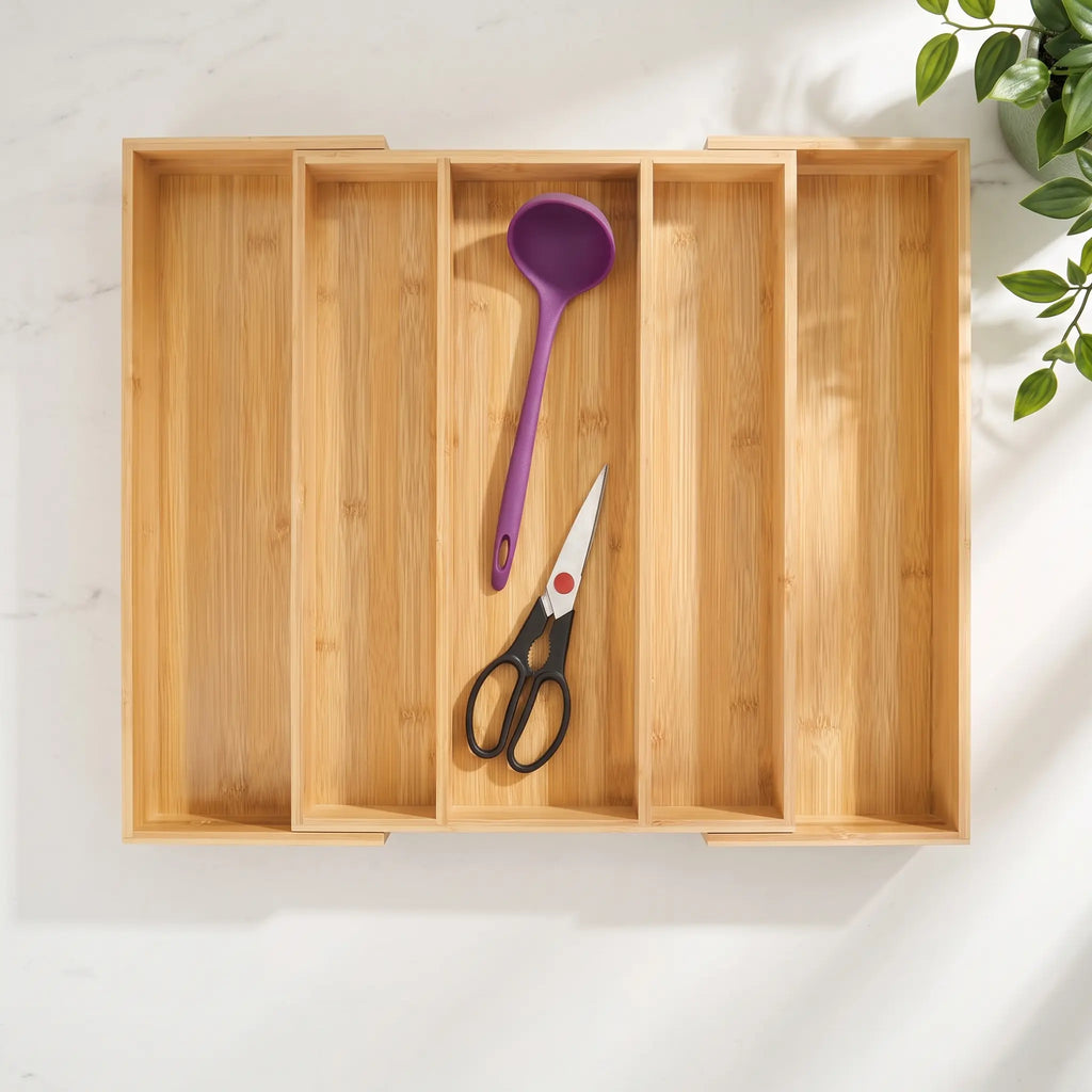 Bamboo Expandable Utensil Drawer Organizer, 7 & 9 Compartment