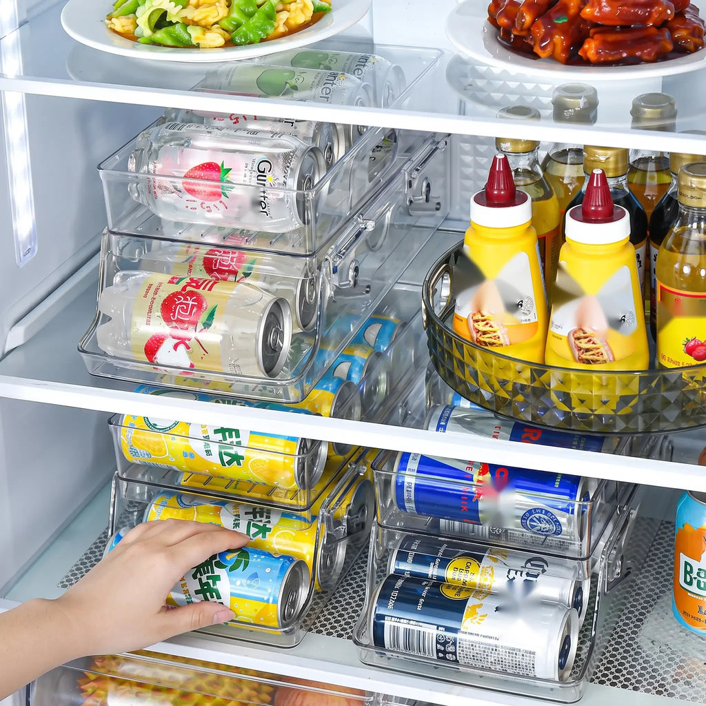 Foldable 2-Tier Can Organizer for Fridge & Pantry, Clear PET
