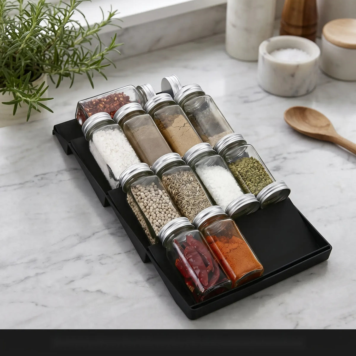 Expandable 4-Tier Spice Drawer Organizer for Kitchen, 2-Pack