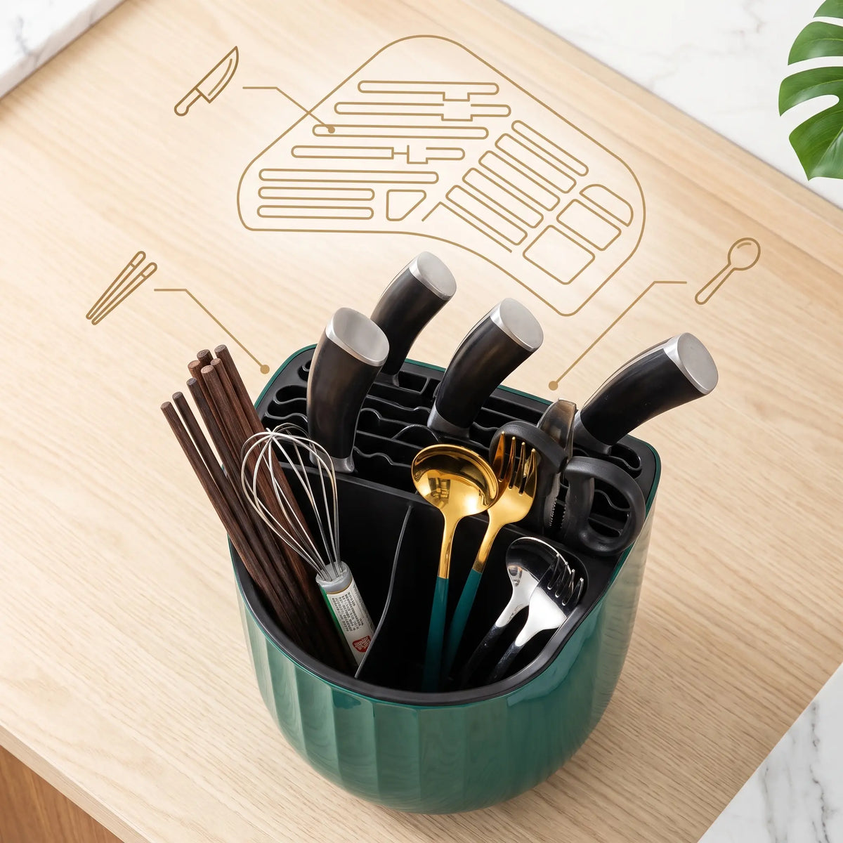 Rotating Utensil Holder & Knife Block 360° Kitchen Organizer