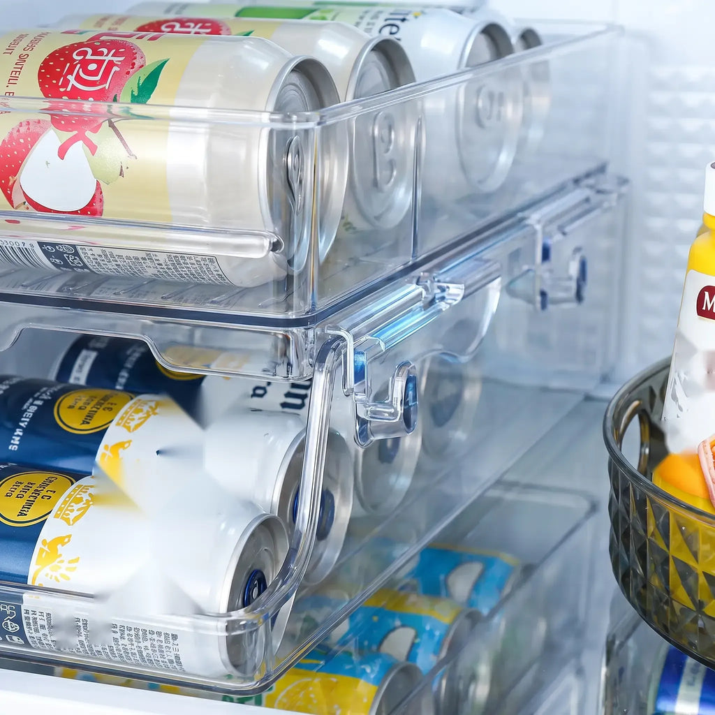 Foldable 2-Tier Can Organizer for Fridge & Pantry, Clear PET
