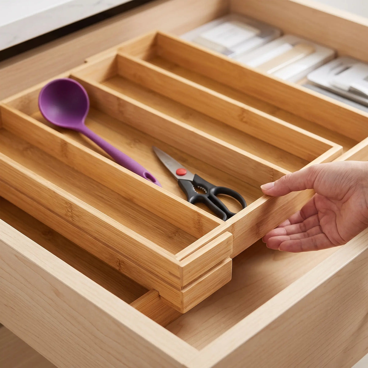 Bamboo Expandable Utensil Drawer Organizer, 7 & 9 Compartment