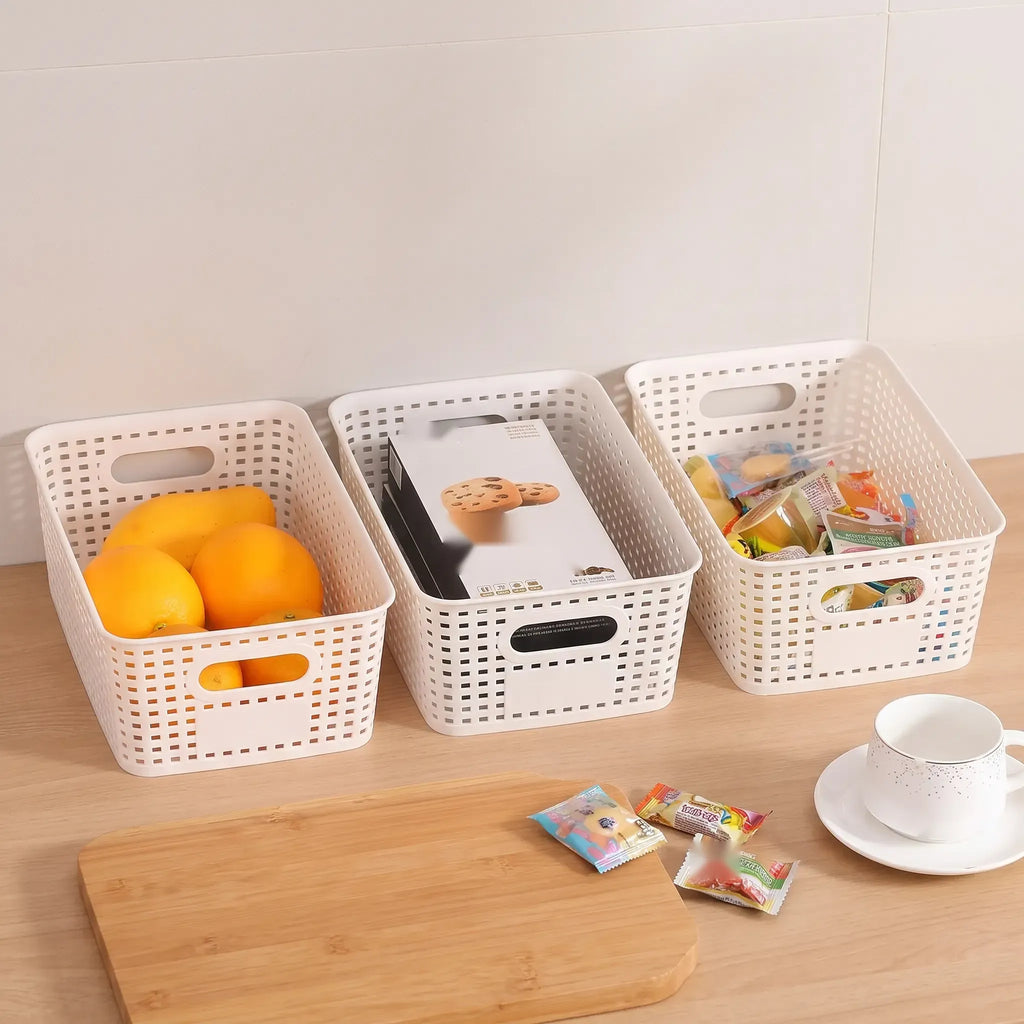 Wicker-Look Pantry Bin with Bamboo Lid, Rattan-Style Basket