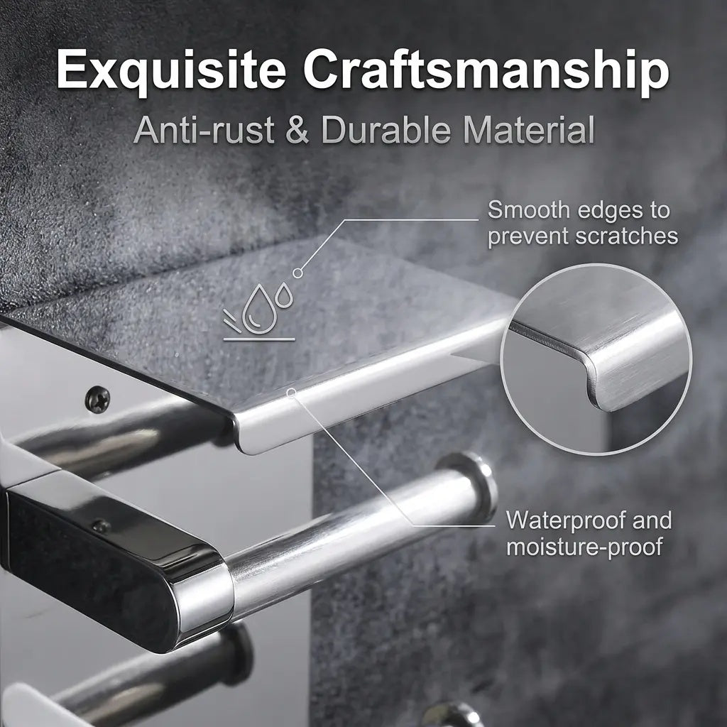SUS304 Double Roll Toilet Paper Holder Wall-Mounted