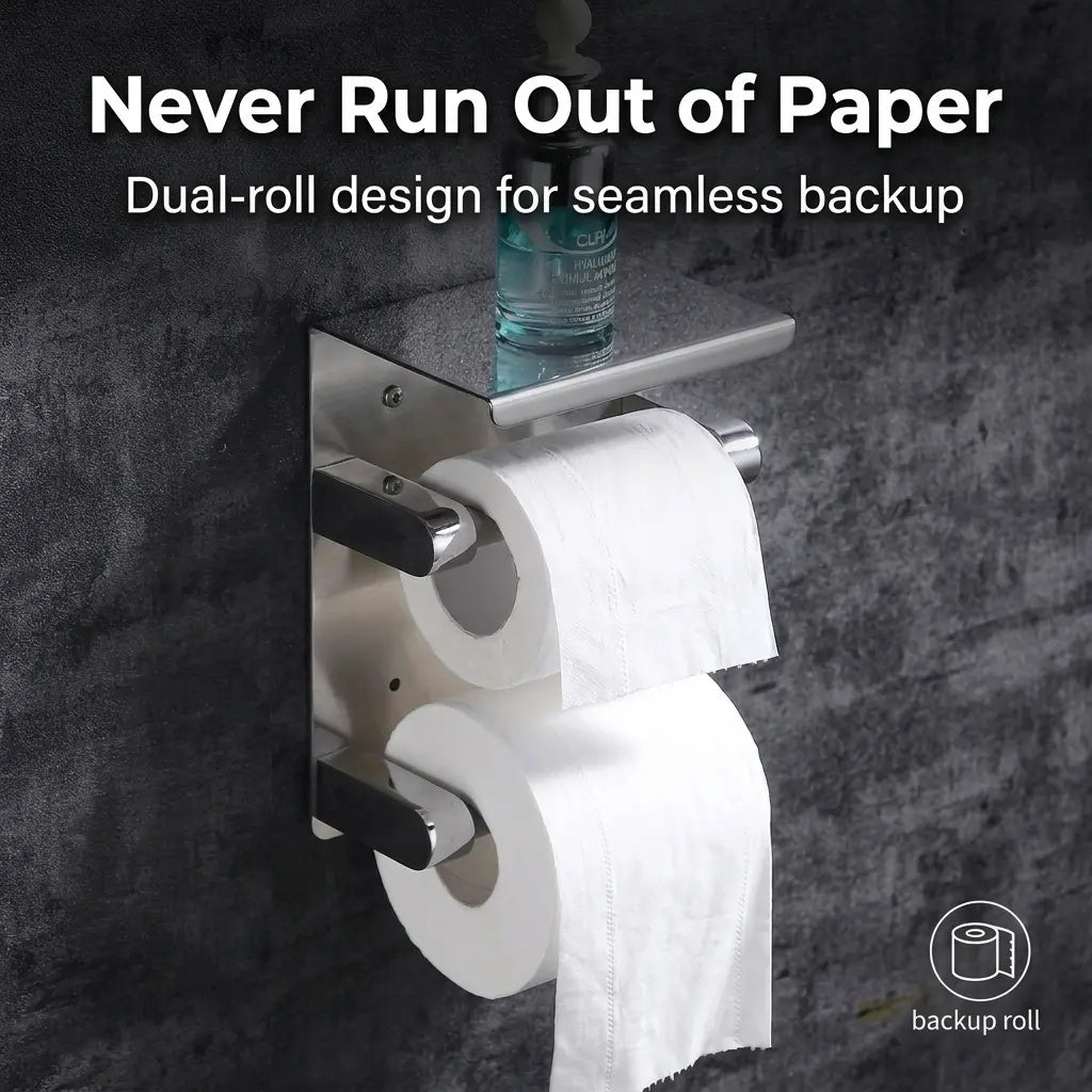 SUS304 Double Roll Toilet Paper Holder Wall-Mounted