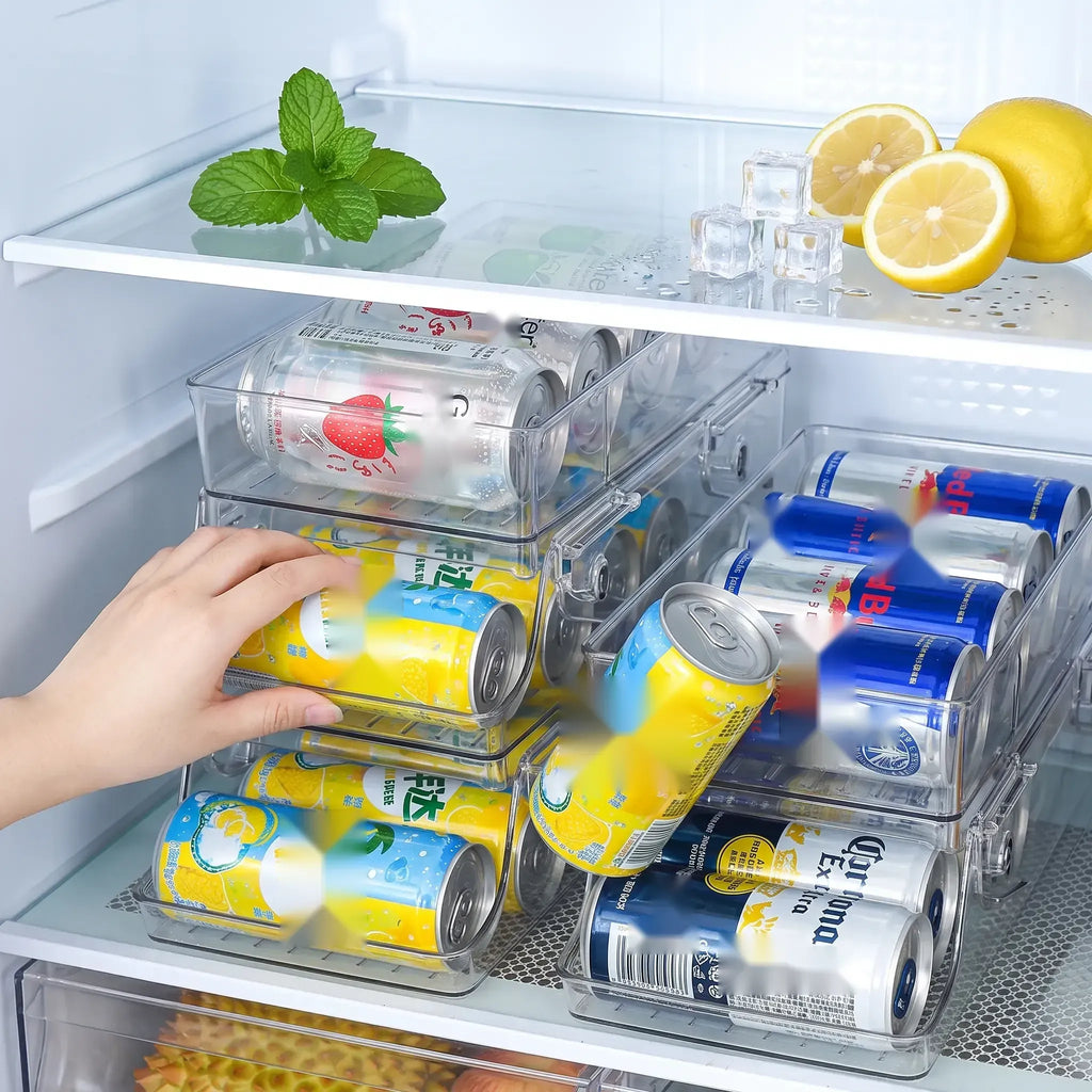 Foldable 2-Tier Can Organizer for Fridge & Pantry, Clear PET