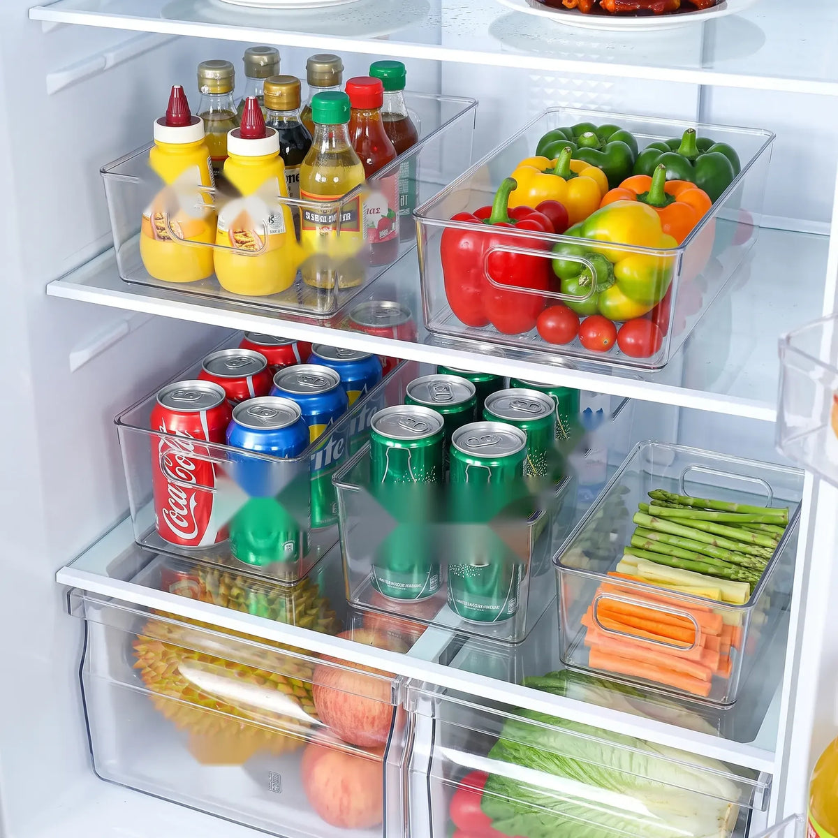 Foldable 2-Tier Can Organizer for Fridge & Pantry, Clear PET