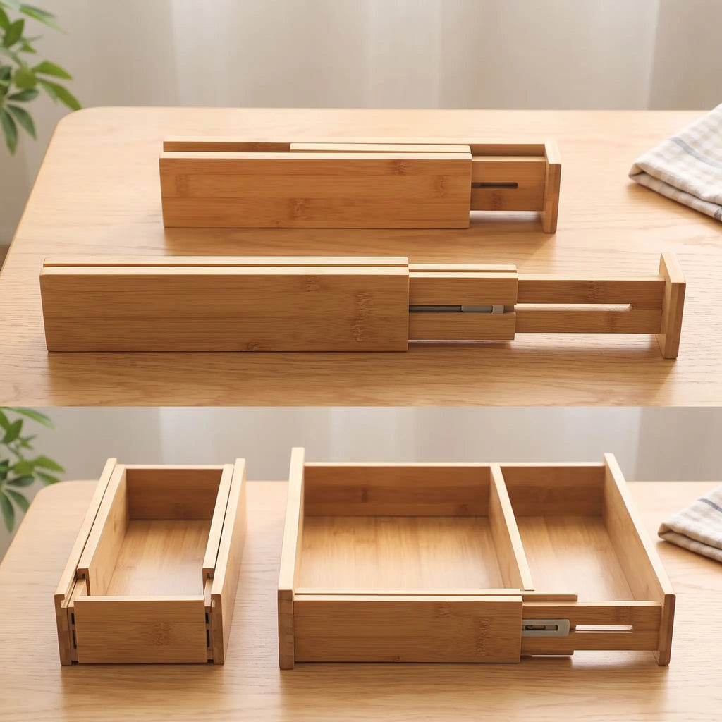 Bamboo Expandable Drawer Dividers for Kitchen & Dresser