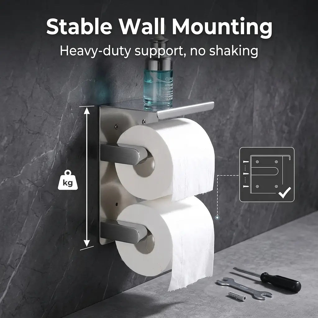SUS304 Double Roll Toilet Paper Holder Wall-Mounted
