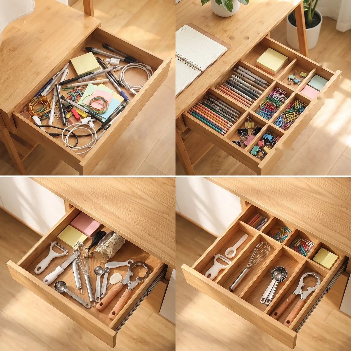 Bamboo Expandable Drawer Dividers for Kitchen & Dresser