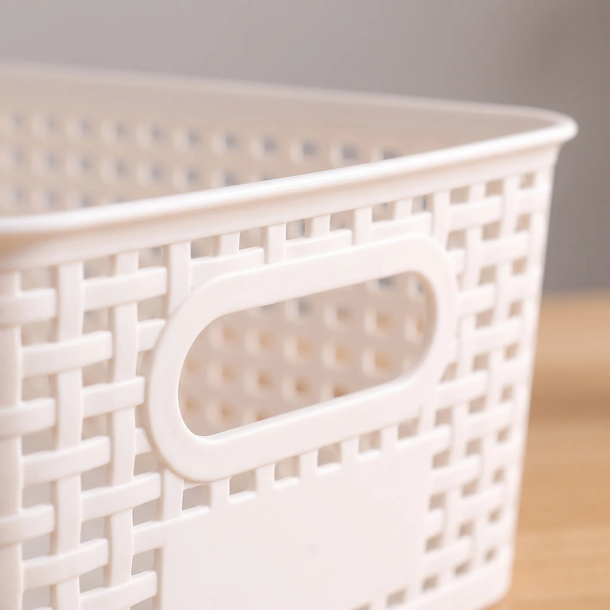 Wicker-Look Pantry Bin with Bamboo Lid, Rattan-Style Basket