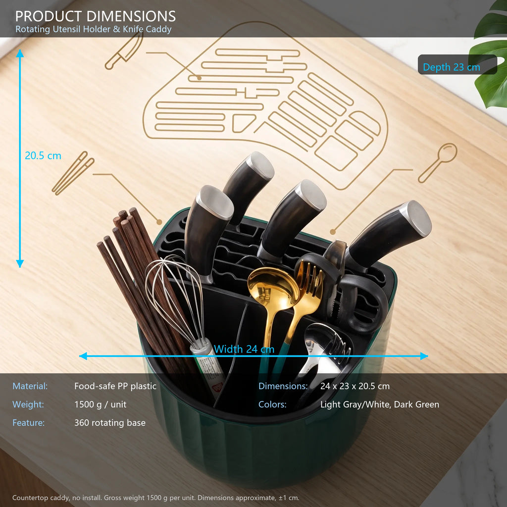 Rotating Utensil Holder & Knife Block 360° Kitchen Organizer