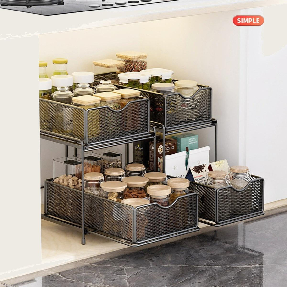 Cabinet Door Back Hanger No-Drill 2-Tier Pull-Out Organizer