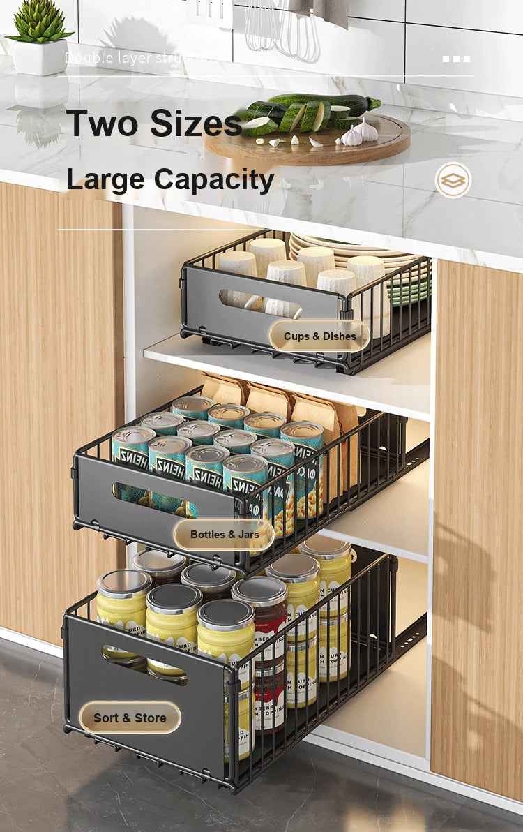 Two sizes large capacity under-sink pull-out organizer