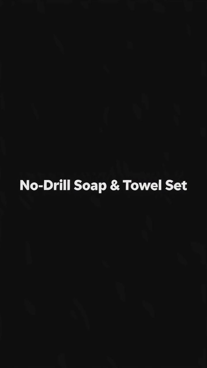 2-Piece Bathroom Set, 304 Stainless Steel - Soap Dispenser and Towel Ring, No-Drill Wall Mounted
