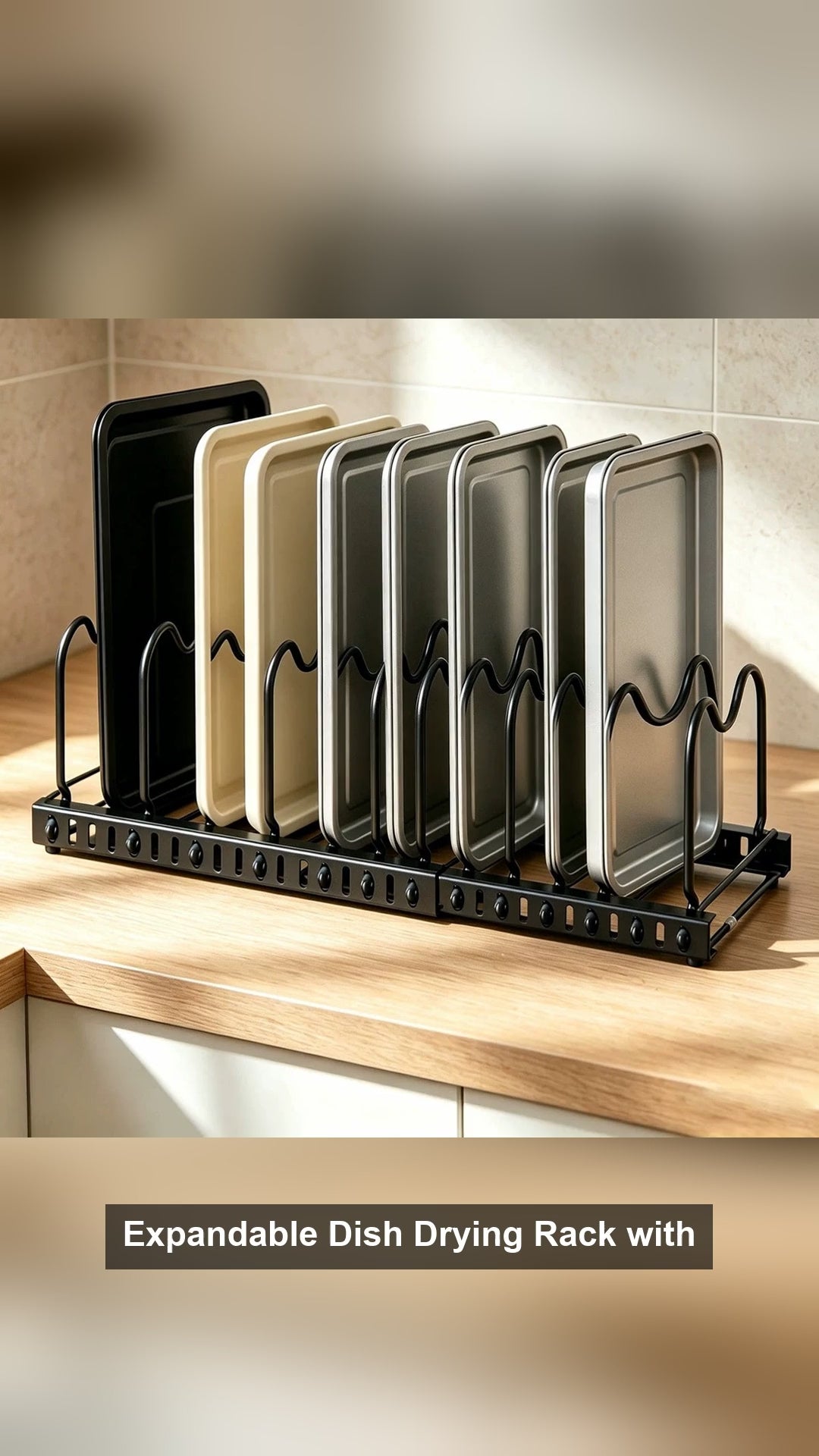 Expandable Dish Drying Rack with Dividers Countertop