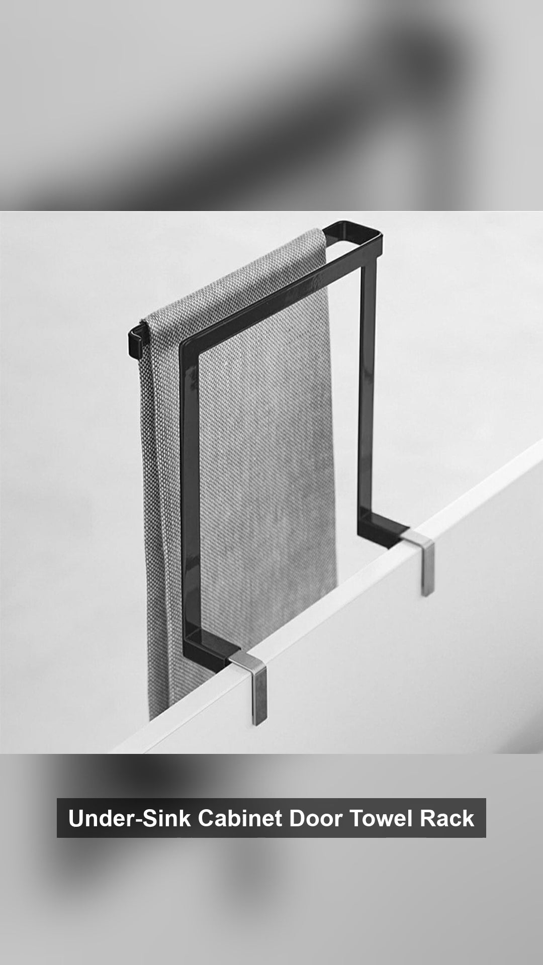 Under-Sink Cabinet Door Towel Rack, No-Drill Steel Hanger
